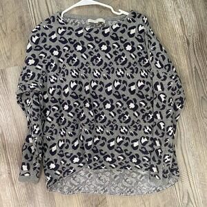 Loft Cheetah Print Super Soft Sweater Leopard Gray Womens Size Medium M Crewneck